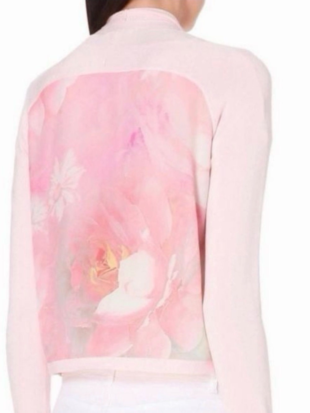 Ted Baker London Light Pink Sweater with Floral Watercolor Back Panel
